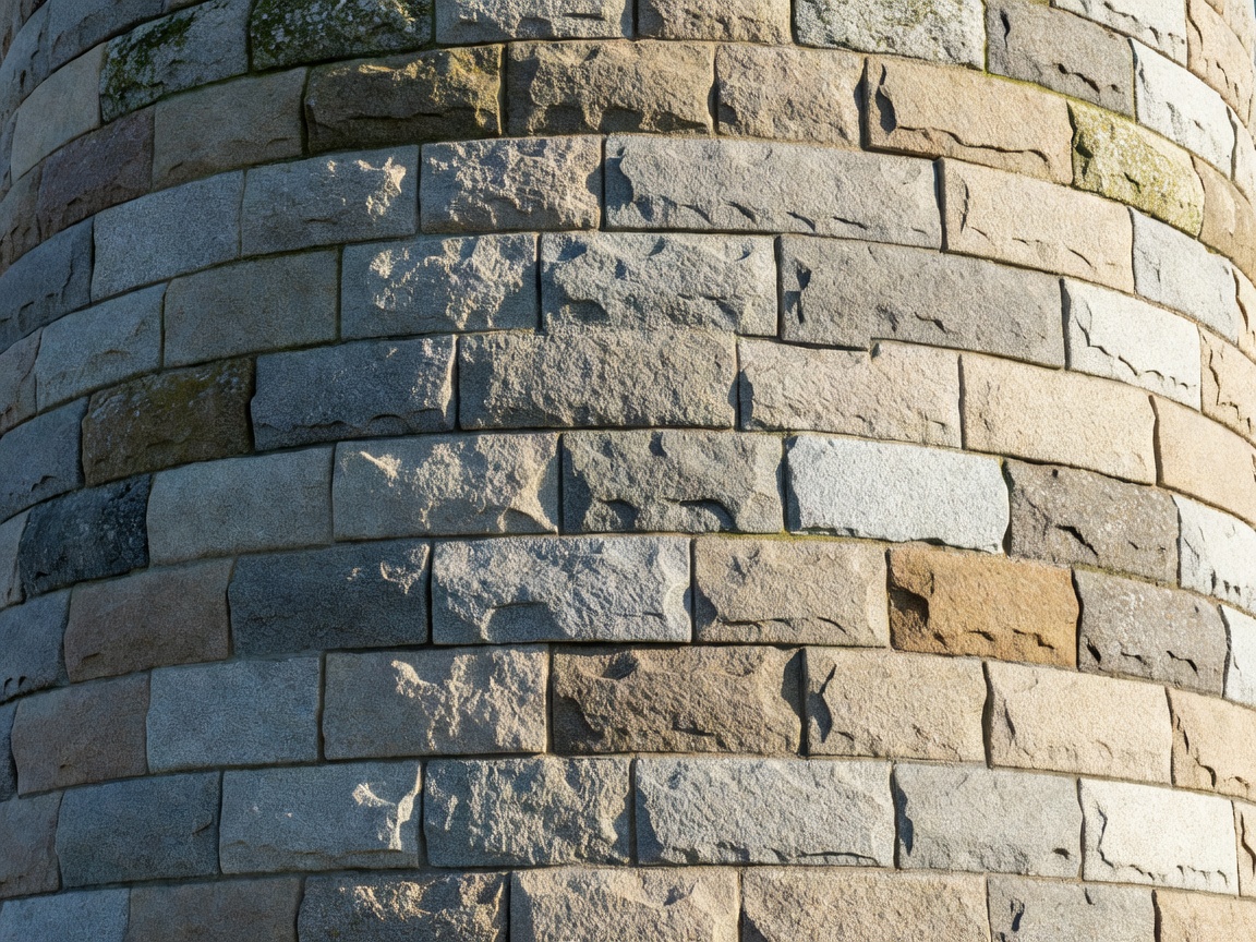 Detailed view of interlocking granite masonry on a lighthouse tower